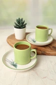 Keramika Elegant Blossoms Yeşil Kahve Takımı 4 Parça 2 Kişilik 21788 - 2