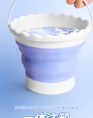Katlanabilir Silikon Fırça Yıkama Kovası - Gri + Sarı - 2 Paket - 10