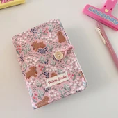 Sevimli Çizgi Film Genç Kız Taşınabilir Defter - Pembe Köpek - A6 - Çok Fonksiyonlu İç Sayfa - 2