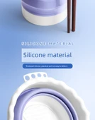 Katlanabilir Silikon Fırça Yıkama Kovası - Gri + Sarı - 2 Paket - 7