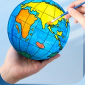 DIY Dünya Küresi Kiti - Geliştirilmiş Lüks Versiyon + Renk Diski - 1 Paket - 20cm thumbnail 9