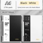 A4 Boş Sayfa Defter - Yatay Çizgi Siyah + Beyaz - 2 Paket - 1