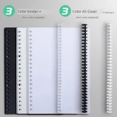 A5-20 Delik Siyah Beyaz Defter Kapağı - 6+3 Tokalı - 1