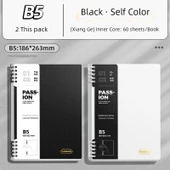 B5 Boş Sayfa Defter - Kareli Siyah + Beyaz - 2 Paket - 1