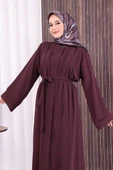 Boncuk İşlemeli Tam Boy Ferace 7894 Bordo thumbnail 4