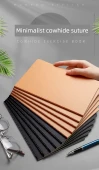 Retro Kraft Kağıt Defter B5 Basit Siyah Kart Çizgili - 5 Adet - 7