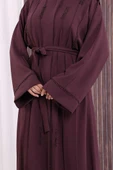 Boncuk İşlemeli Tam Boy Ferace 7894 Bordo thumbnail 5