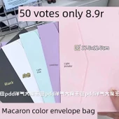 Kraft Kağıt Zarf - Macaron Renk - Açık Pudra - 50 Adet - 1