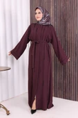 Boncuk İşlemeli Tam Boy Ferace 7894 Bordo thumbnail 1