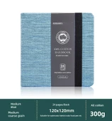 Pamuklu 300g Defter - Orta Mavi - Orta Kalınlık - 12x12cm - 1