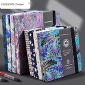 Pamuklu 300g Defter - Çiçek Deseni - İnce Çizgiler - 12x12cm - 4