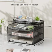 Metal Ofis Masa Dosya Rafı - Siyah - Üç Katlı + Çerçeve - 1