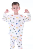Mavi Traktör Desenli Erkek Çocuk Pijama Takımı - 6