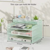 Metal Ofis Masa Dosya Rafı - Yeşil - Üç Katlı + Çerçeve - 1