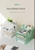 Metal Ofis Masa Dosya Rafı - Beyaz - Dört Katlı Dikey + Çerçeve + Kalemlik - 11