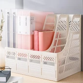 Ofis Dosya Kutusu - Büyük Kalın Beyaz - 4 Sütun - Kalem Kutulu - 3