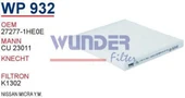 Wunder WP932 POLEN  FİLTRESİ - NİSSAN MİCRA Y.MODEL - 1