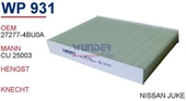 Wunder WP931 POLEN  FİLTRESİ - NiSSAN QASHGAi - 1