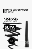 FLORMAR Suya Dayanıklı Mat Dipliner (SİYAH) - Waterproof Dipliner - 001 Black - 8690604536481 - 5