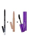 FLORMAR Eyeliner, Aydınlatıcı Kaş Kalemi Ve Maskara Seti S02 - 1