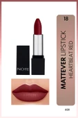 NOTE Mattever Lipstick Yarı Mat Saten Bitişli Ruj 18 Heartbeat Red - Kızıl Kahverengi thumbnail 1
