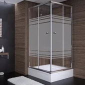 Sırduş 80x80x180 Kare Parlak Profil 06 Kumlu Cam Duş Kabini - 1