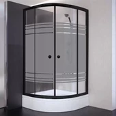 Sırduş 90x90x180 Oval Siyah Profil Komple Kumlu Cam Duş Kabini - 1