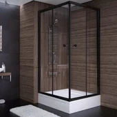 Sırduş 90x90x180 Kare Siyah Profil Şeffaf Cam Duş Kabini - 1