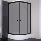 Sırduş 110x110x180 Oval Siyah Profil 06 Kumlu Cam Duş Kabini - 1