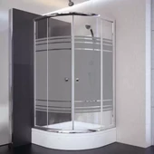 Sırduş 80x80x180 Oval Parlak Profil 06 Kumlu Cam Duş Kabini - 1