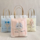 Çizgi Film Sevimli Tavşan Saç Kurutma Bonesi - Pembe - 25x65cm - 4