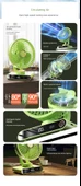 Otomatik Sallanan Başlı USB Şarjlı Masa Fanı - Taze Yeşil - 20000mAh - 7