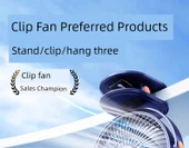 USB Klip Fan - Derin Deniz Mavisi - 10000mAh - Taşınabilir Masaüstü Mini Fan - 720 Derece Sallanma - 7