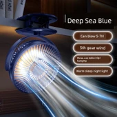 USB Klip Fan - Derin Deniz Mavisi - 10000mAh - Taşınabilir Masaüstü Mini Fan - 720 Derece Sallanma - 1