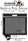 Plastik Fermuarlı Proje Dosyası 35x50 cm 1 Adet Tutmaçlı 38x55 cm Resim ve Proje Ödev Dosyası El Tutmalı - 3