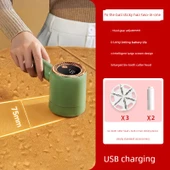 Elektrikli Lint Topu Kesici - Yağ Yeşili Amiral Gemisi +2 Yedek Kesici Başlık +2 Entegre Saç Yapıştırıcı - 1