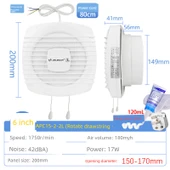 6 İnç Düz Sıra İki Çekme İp Anahtarlı Egzoz Fanı - 80cm Kablo + Cam Yapıştırıcı - 1