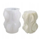 Silikon Büyük Dalga Mum Kalıbı Sütun Mum Kalıbı 9.1X7.3 CM - 1