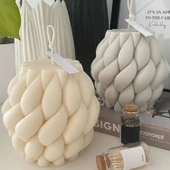 Silikon Mum Yağmur Damlası Şekilli Büyük Boy 3D Geometrik Kavisli Sütun Sabun Kalıbı - 4