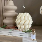 Silikon Mum Yağmur Damlası Şekilli Büyük Boy 3D Geometrik Kavisli Sütun Sabun Kalıbı - 5