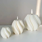 Silikon Mum 3D Büyük Boy Dönen Sütun Geometrik Dalgalı Sabun Beton Ve Taş Tozu Kalıbı - 1