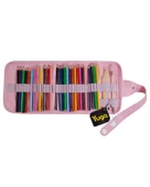 Yuga Suni Deri 36 Gözlü Rulo Kalemlik Pembe - 1