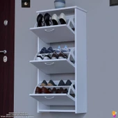Modilayn WEST Asma Kapı Önü 52x116x26 cm’lik 3 Düşer Kapak 6 Göz Bölmeli Ayakkabılık - 1