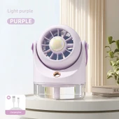 Masaüstü Su Soğutmalı Sprey Fan - Mor - 2000mAh - Mini Taşınabilir Sessiz - 1