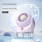 Masaüstü Su Soğutmalı Sprey Fan - Mor - 2000mAh - Mini Taşınabilir Sessiz - 5