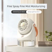 Masaüstü Su Soğutmalı Sprey Fan - Mor - 2000mAh - Mini Taşınabilir Sessiz - 4