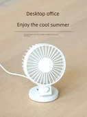 USB Masa Fanı - Süt Beyaz ve Kahve Rengi İkili Paket - Çift Fan Kanadı - Sessiz - 3