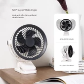 USB Şarjlı Taşınabilir Masaüstü Hava Sirkülatörü Fan - Klasik Beyaz - Klip ve Askı - Sessiz - 4