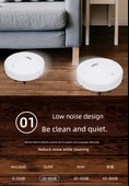 Otomatik Süpürme Robotu - Beyaz Geliştirilmiş Mikro Sessiz Süpürme Mop Bezi Fırçası * 2 - 9