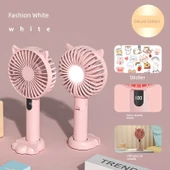 USB Taşınabilir Fan - Taze Pudra - 8000mAh - Dijital Ekran - Gece Lambası - 5 Hız Ayarlı - 1